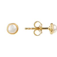 Petite Gemstone Earrings Gold White Pearl-0