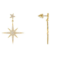 Petite Star Burst Drop Earrings Gold-2