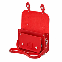 Leather Midi Satchel - Pillar Box Red-3