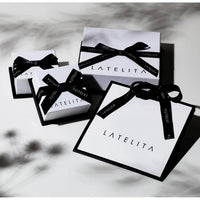 Gift box set with black bows for a rose gold pink tourmaline necklace