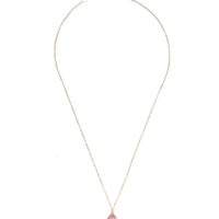 Rose gold teardrop pendant necklace with pink stone and fine chain