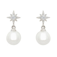 Polaris North Star Pearl Earrings Silver-0