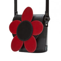 Handmade Leather Daisy Barrel Bag - Poppy - Red-2