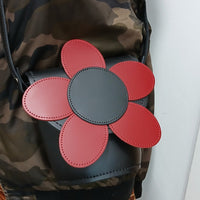 Handmade Leather Daisy Barrel Bag - Poppy - Red-1