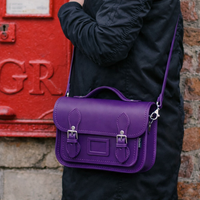 Leather Midi Satchel - Purple-1