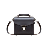 Handmade Leather Sugarcube Handbag - Dark Brown-0