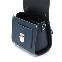 Handmade Leather Sugarcube Handbag - Navy-4