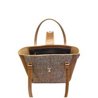 Tannery Tweed & Leather Mini Twist Lock Shopper Bag - Tan-3