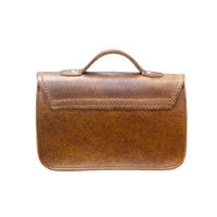 Handmade Tannery Leather and Tweed Cross Body Micro Satchel Plus - Tan-4