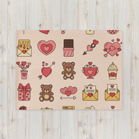 Pink Romantic Icon Fleece Valentines Blanket