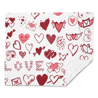 White Hearts Fleece Valentine Blankets
