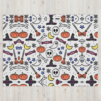 White Holiday Icon Halloween Throw Blanket