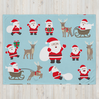 Blue Santa Claus Fleece Christmas Blanket