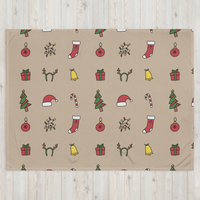 Light Brown Holiday Christmas Throw Blanket