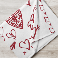 White Hearts Fleece Valentine Blankets