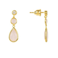 Tuscany Gemstone Drop Earring Gold Rose Quartz-2