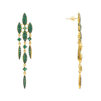 Valencia Statement Drop Earring Emerald Green Cz Gold-2