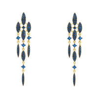 Valencia Statement Drop Earring Sapphire Blue Cz Gold-0
