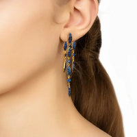 Valencia Statement Drop Earring Sapphire Blue Cz Gold-1