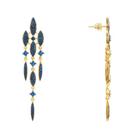 Valencia Statement Drop Earring Sapphire Blue Cz Gold-2