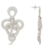 Viper Snake Drop Earrings Silver White-2