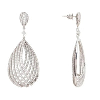 Silver teardrop earrings with pavé crystal lattice drop