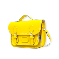 Leather Midi Satchel - Pastel Daffodil Yellow-2