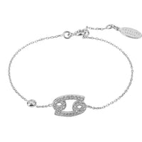 Cancer zodiac bracelet with silver-tone chain and oval crystal crab charm