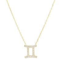 Zodiac Star Sign Pendant Necklace Gold Gemini-0