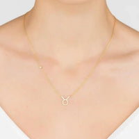Zodiac Star Sign Pendant Necklace Gold Taurus-1