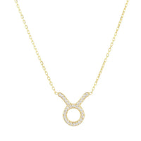 Zodiac Star Sign Pendant Necklace Gold Taurus-0