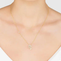 Zodiac Star Sign Pendant Necklace Gold Virgo-1