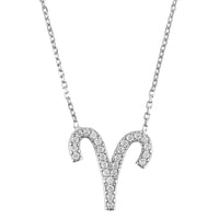 Zodiac Star Sign Pendant Necklace Silver Aries-0