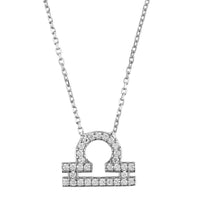 Zodiac Star Sign Pendant Necklace Silver Libra-0