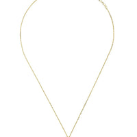 Gold-tone chain necklace with small blue opalite Hamsa charm