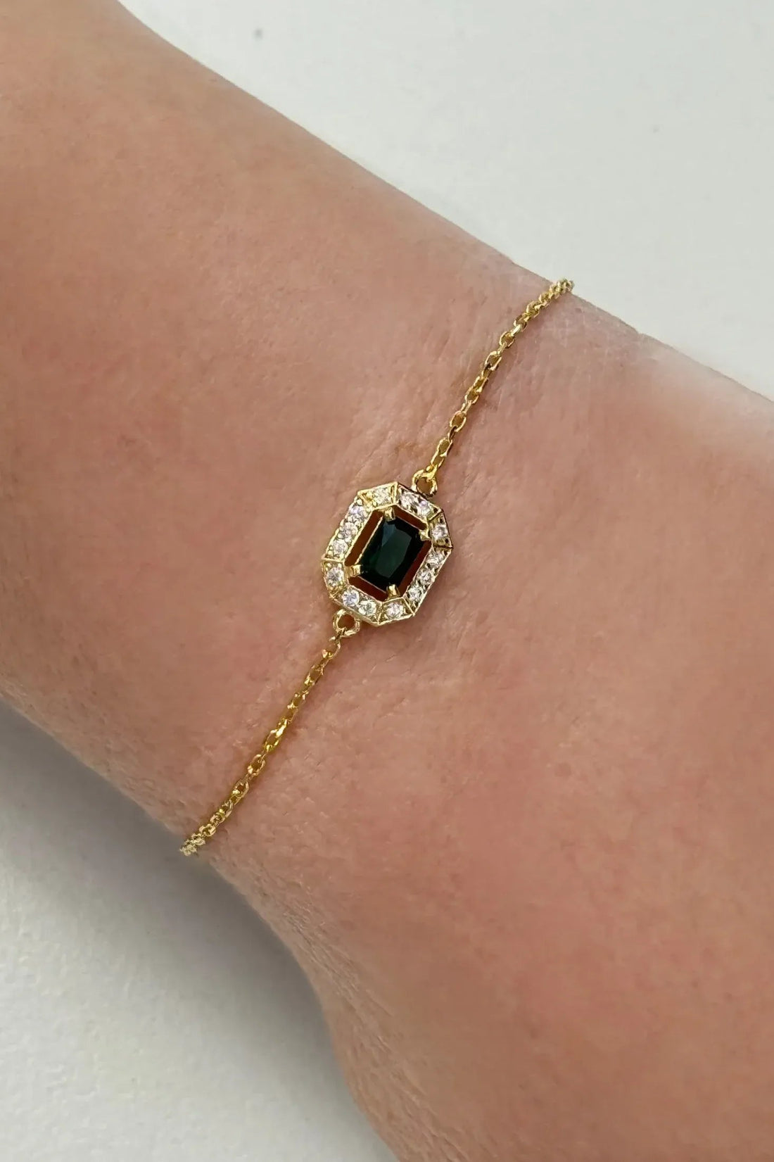 Whistledown Gemstone Bracelet Emerald Gold-3
