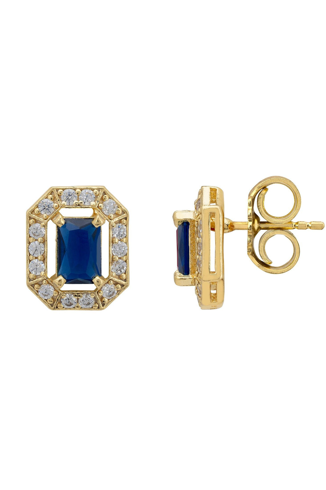 Whistledown Gemstone Stud Earrings Sapphire Gold-2
