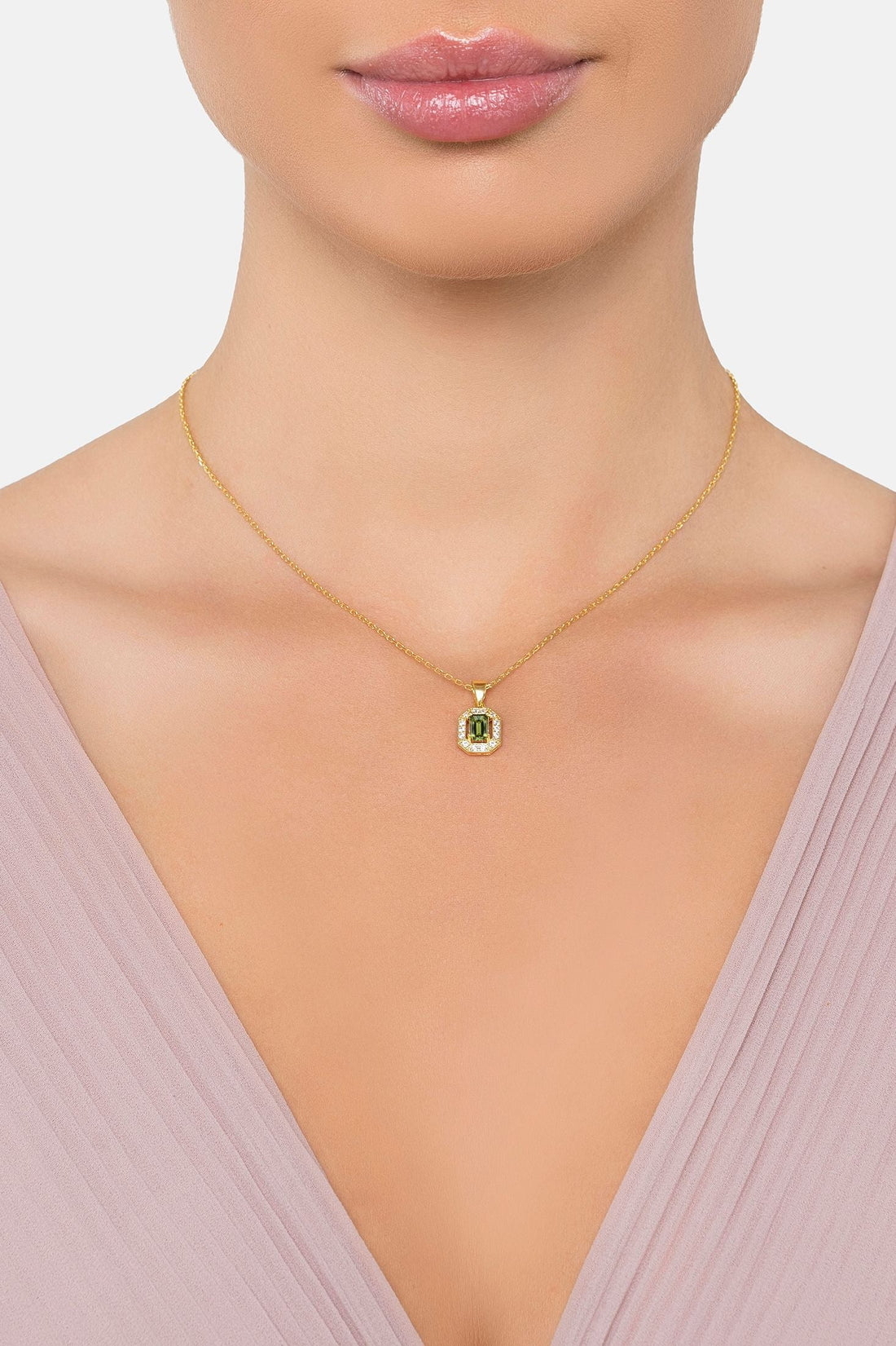 Whistledown Gemstone Pendant Necklace Peridot Gold-1