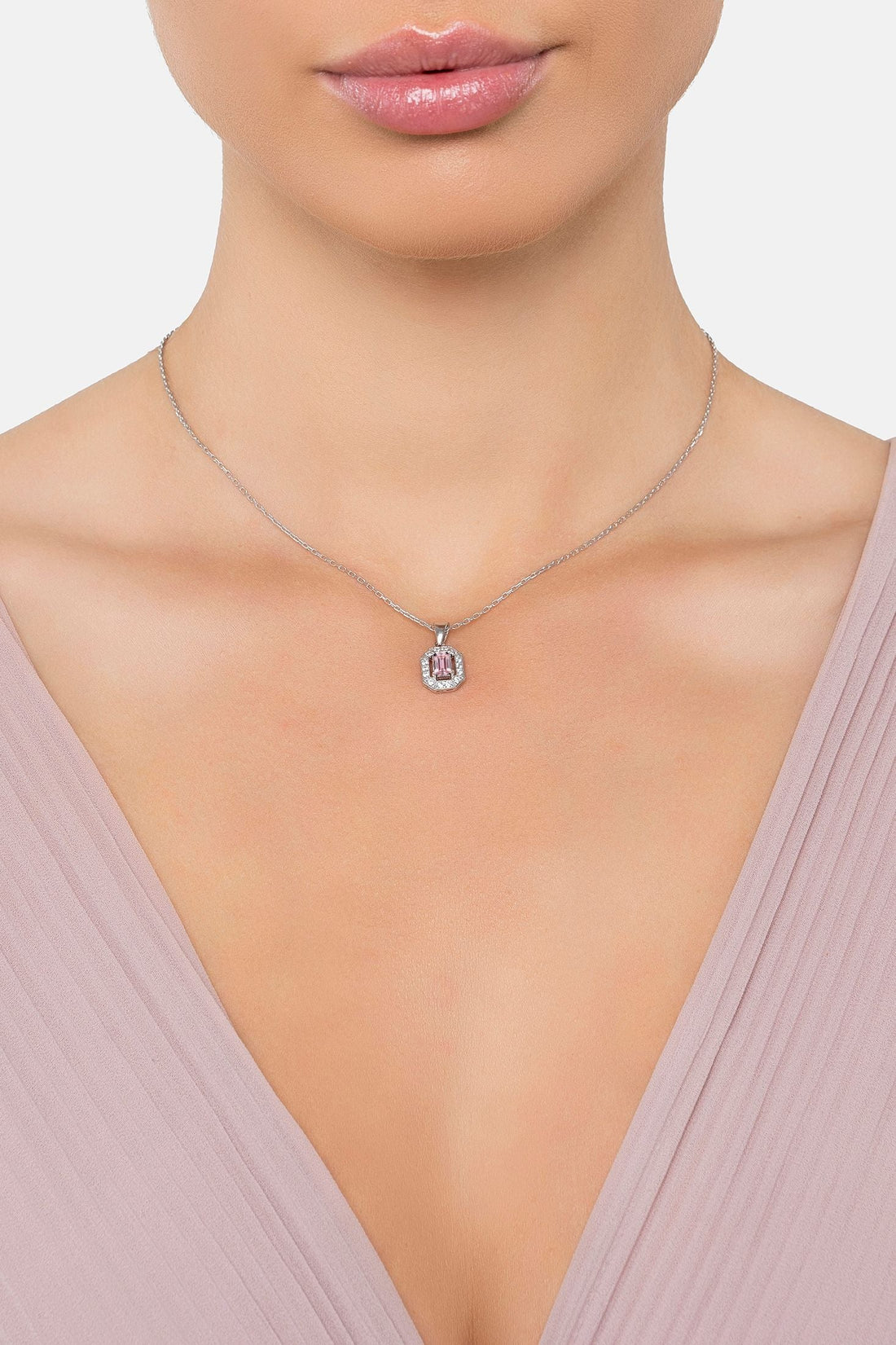 Whistledown Gemstone Pendant Necklace Morganite Silver-1