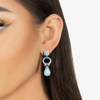Clara Bow Turquoise & Enamel Drop Earrings Silver-3