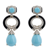 Clara Bow Turquoise & Enamel Drop Earrings Silver-0