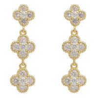 Mini Triple Clover Drop Earrings Gold-0