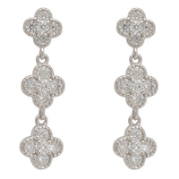 Mini Triple Clover Drop Earrings Silver-0