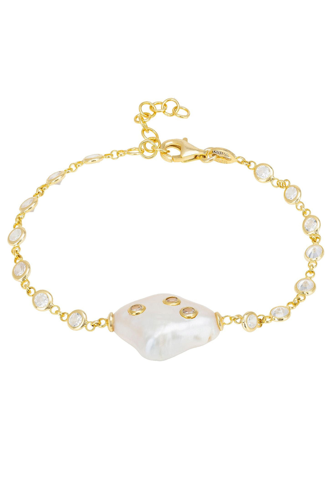 Polka Dot Baroque Pearl Bracelet Gold-0