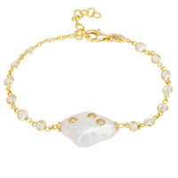 Polka Dot Baroque Pearl Bracelet Gold-0