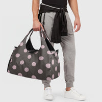 Women's Brown and Pink Polka Dot Canvas Sports Bag