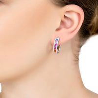 Judy Rainbow Baguette Hoop Earrings Silver-1