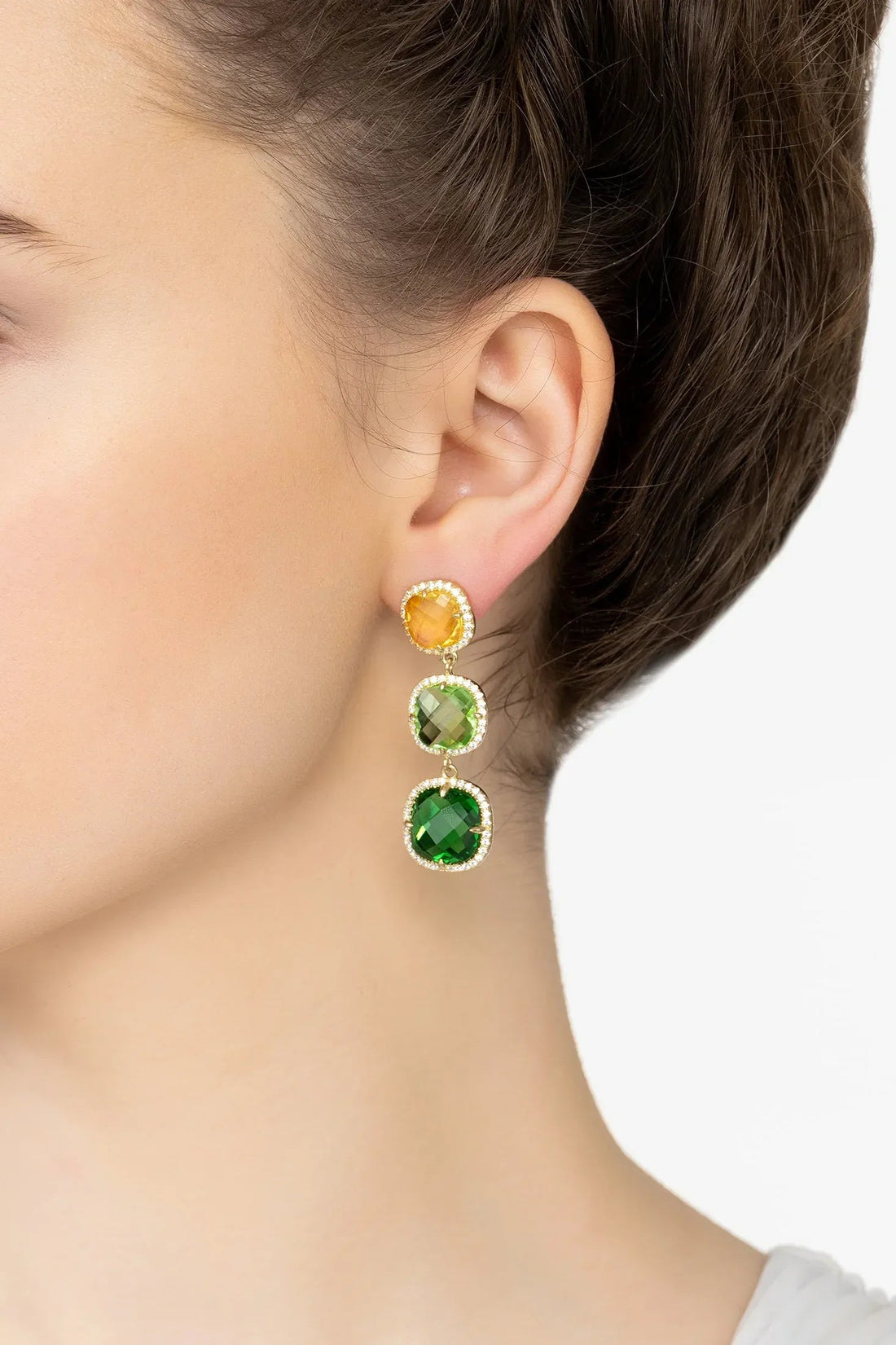 Knightsbridge Earrings Gold Green Citrus-1
