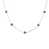 Evil Eye Blue Enamel Choker Necklace Gold-0