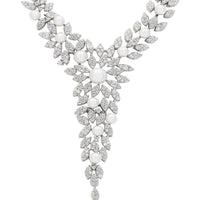 Marquise Statement Necklace Pearl Silver-0